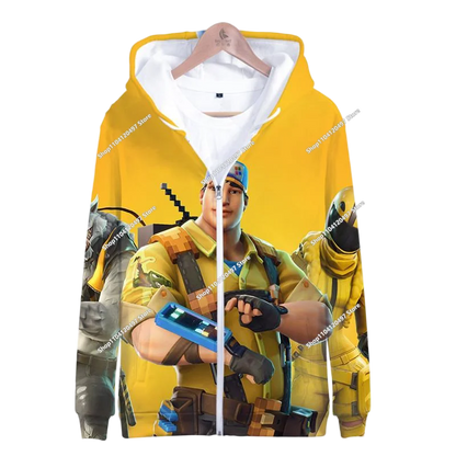 2024 New Game Zipper Hoodie Children's Sweatshirt Fortnite Pullover Sweatshirts Fashion Boys and Girls Clothing