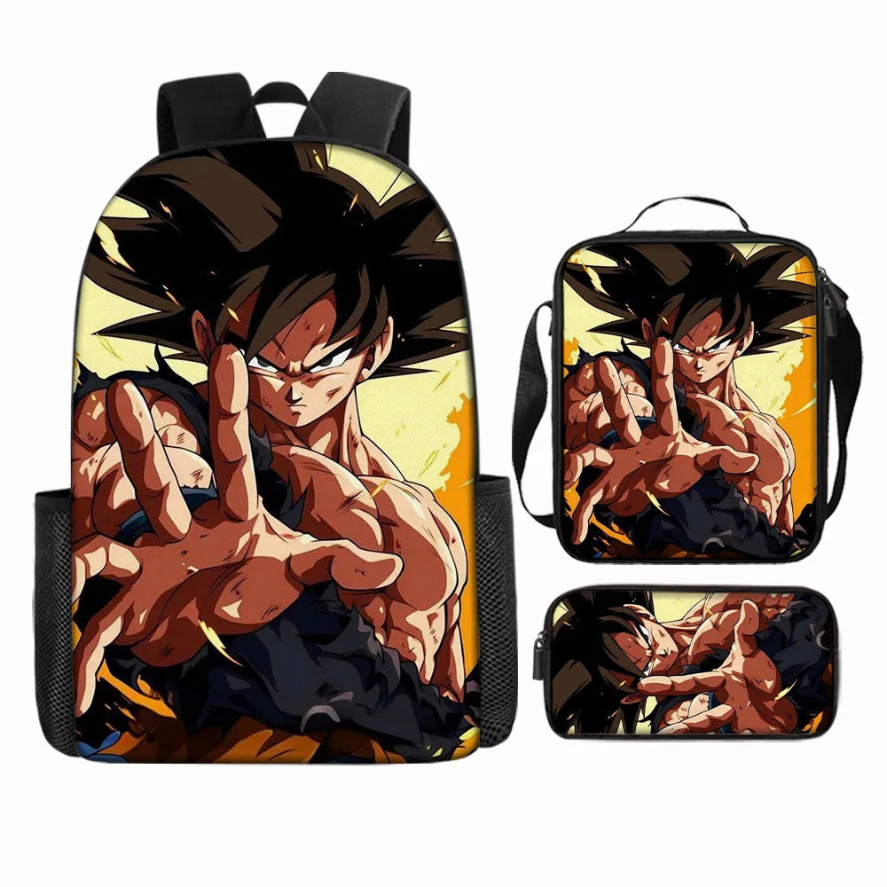 Dragon Ball 3Pcs/Set Backpacks Goku Vegeta Cartoon Print Lunch Bag Pencil Bags Student Casual School Bags Return To School Gift