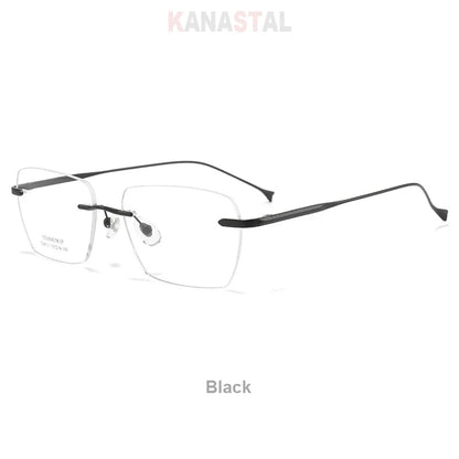 Men Pure Titanium Eyeglasses Frame Women Ultralight Rimless Glasses Blue Light Blocking Lens Prescription Myopia Reading Eyewear