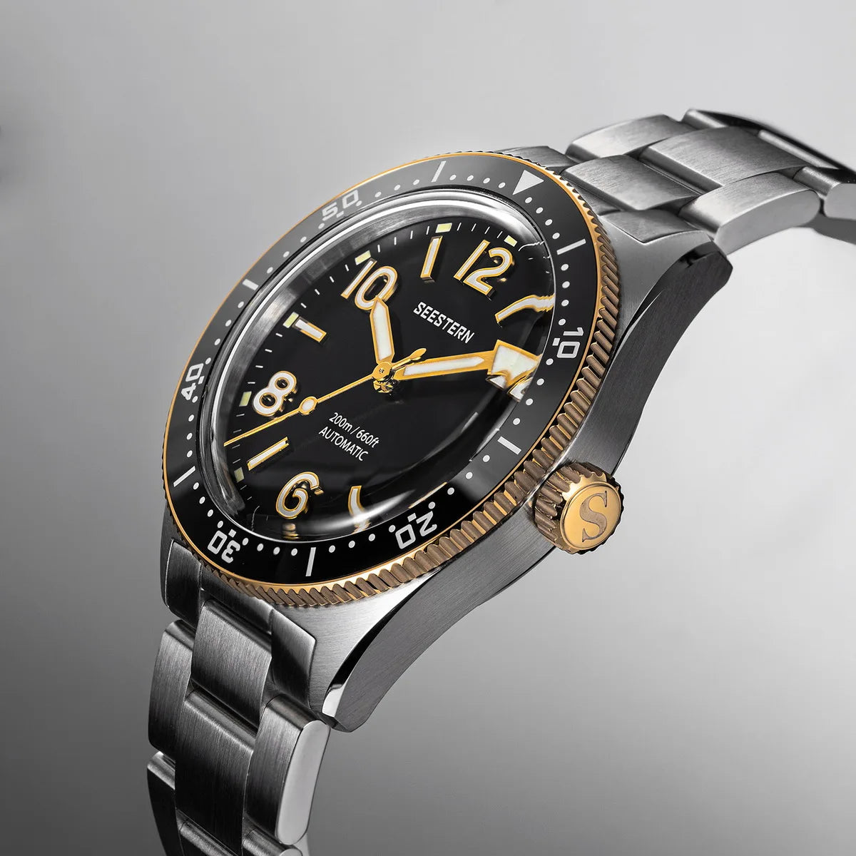 SEESTERN Diver Men's Watch Automatic Mechanical Wristwatches NH35 Movement Ceramic Bezel 20Bar Waterproof Sapphire Luminous S434-2