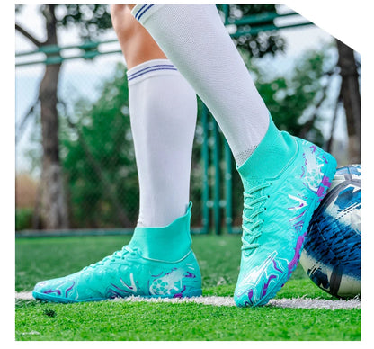 Chaussures de Football pour hommes et femmes, chaussures d'extérieur AG/FG, bottes de Football respirantes, ultralégères, antidérapantes, chaussures d'entraînement de Futsal
