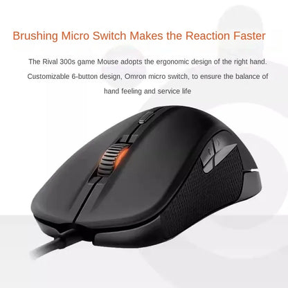 Original SteelSeries Rival300S Gaming Mouse Wired 6 Buttons RGB Lighting TrueMove Optical Sensor Mouse Gamer USB Mice 7200 CPI