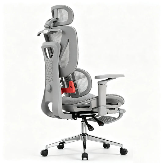Chaise de bureau ergonomique pour ordinateur, base en alliage d'aluminium robuste, pour poste de travail à domicile, chaise de jeu pour ordinateur