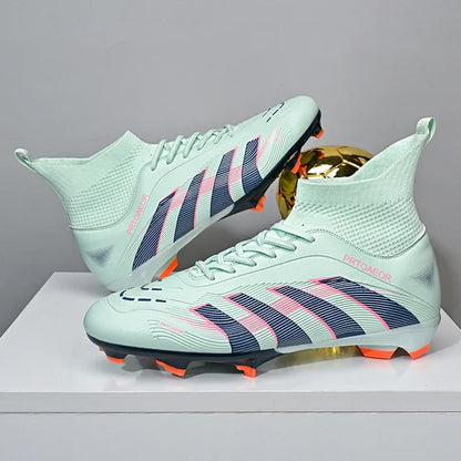 Nouvelles chaussures de football professionnelles pour hommes, crampons de football antidérapants TF/FG, baskets pour garçons, chaussures de sport confortables à la cheville, unisexes