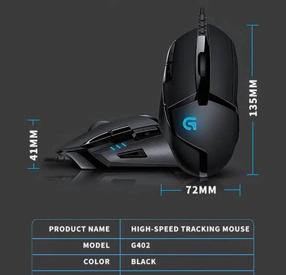 „Logitech G402“ žaidimų pelė su „Fusion Engine“ technologija, 4 DPI nustatymais, 32 bitų procesoriumi ir neslystančia danga profesionaliam konkurenciniam žaidimui