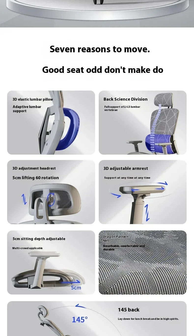 Gaming Chair Office Desk Ergonomic Computer Adjustable Armrests 3D Headrest Chair Lift Chair Back Can Tilt Back with Foot Pedals