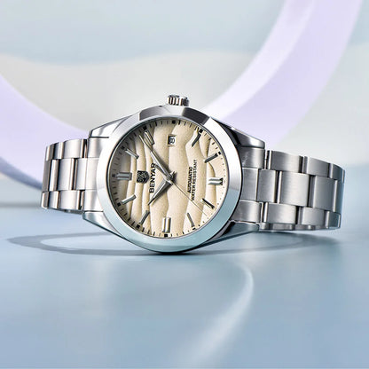 BENYAR luxury brand 40MM sand grain dial men's watch, stainless steel 50 meter waterproof automatic mechanical watch