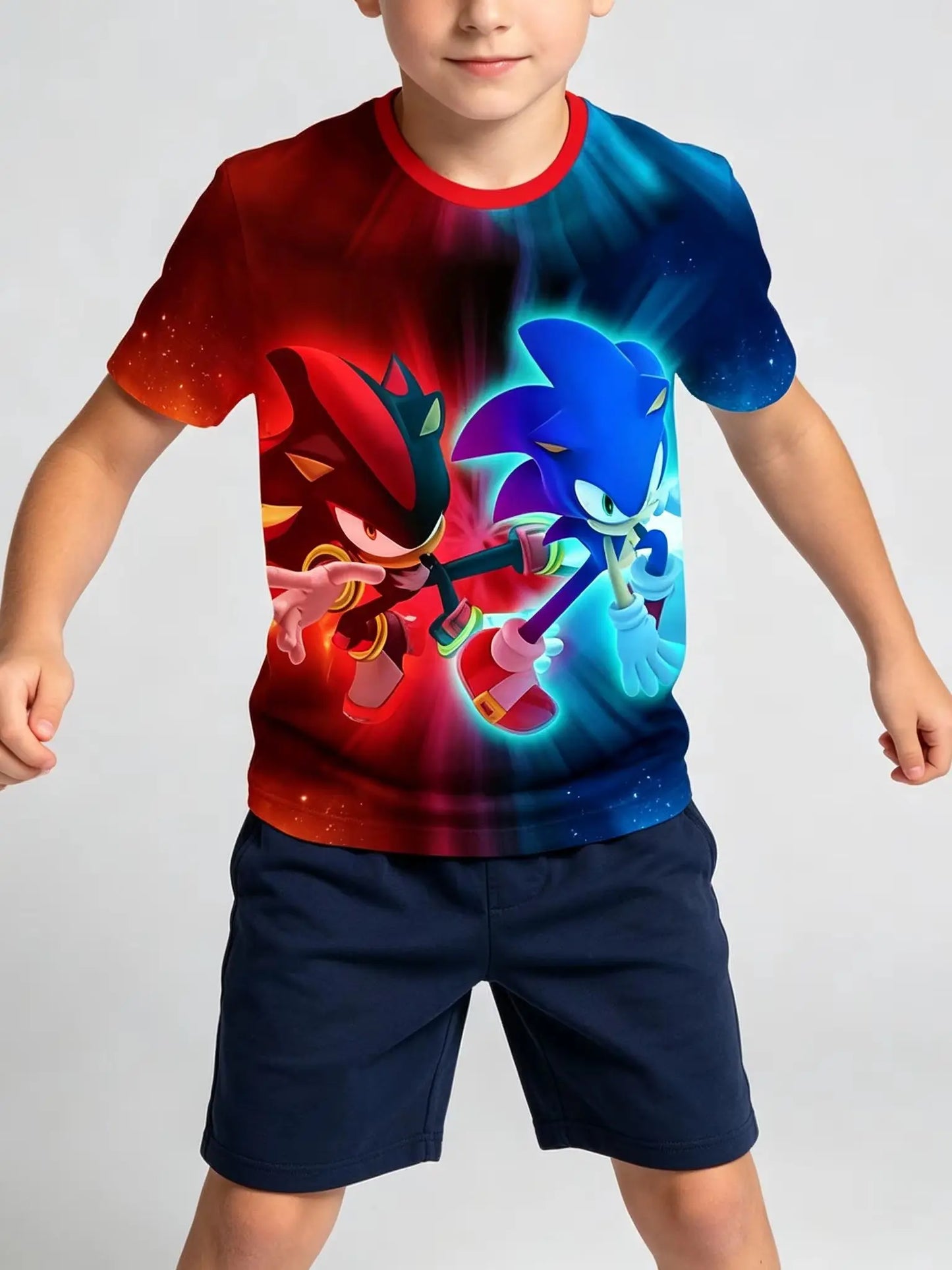Men T Shirt Women Tee Boys Girls Top Adults Children Parent Child quick dry kid Tshirts Sonic Anime 3D Digital Printed Pattern