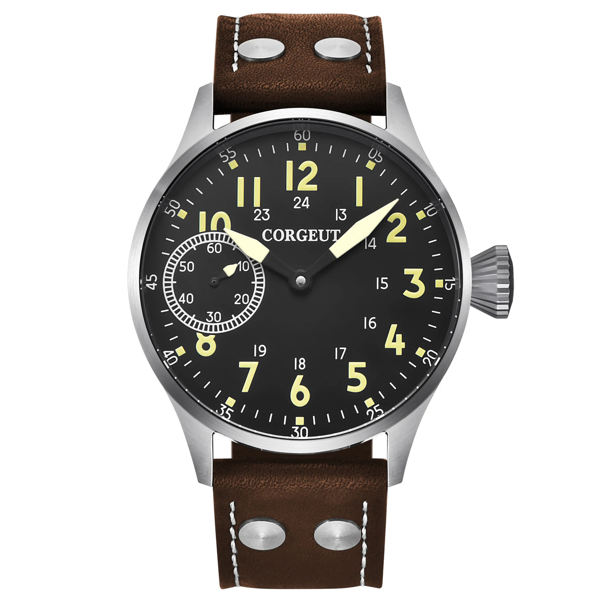 Corgeut Seagull ST3600 17 Jewelry 44mm Mechanical Watch Hand Wound Sapphire waterproof Watch Sports Leather Luxury 6497 Watch