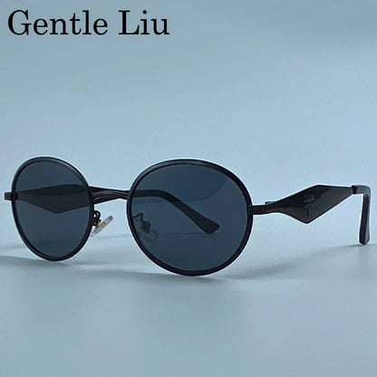 Metal Frame Round Punk Photochromic Sunglasses Women 2026 Luxury Brand Designer Steampunk Oval Sun Glasses Outdoor Eyewear Shade