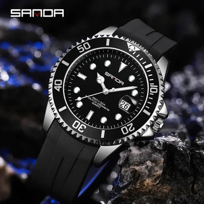 SANDA 7018 Hot Sell Men Quatrz Watch Sport Mens Watches Top Brand Luxury Waterproof Silicone Quartz Clock Men Relogio Masculino