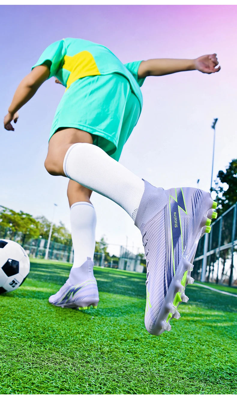 Nouvelles chaussures de football pour hommes, chaussures de match montantes, chaussures de futsal de haute qualité, chaussures de football d'intérieur antidérapantes, baskets d'extérieur, crampons pour gazon, meilleures v