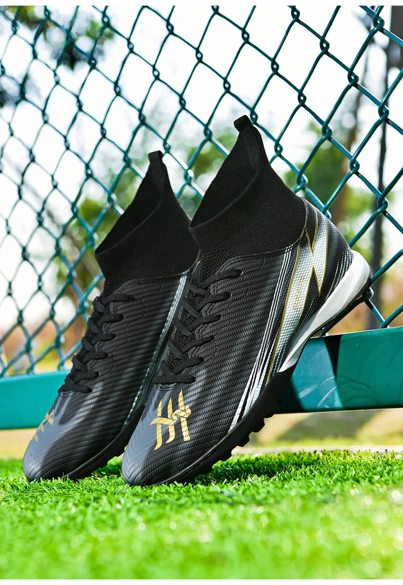 Nouvelles chaussures de football pour hommes, chaussures de match montantes, chaussures de futsal de haute qualité, chaussures de football d'intérieur antidérapantes, baskets d'extérieur, crampons pour gazon, meilleures v