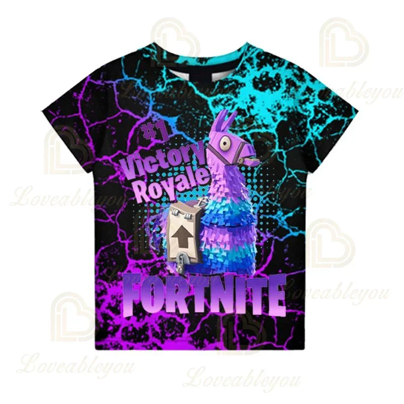 Detské letné tričko Fortnite Victory Royale Ninja Fashion 3D s krátkym rukávom, detské oblečenie s kreslenou potlačou