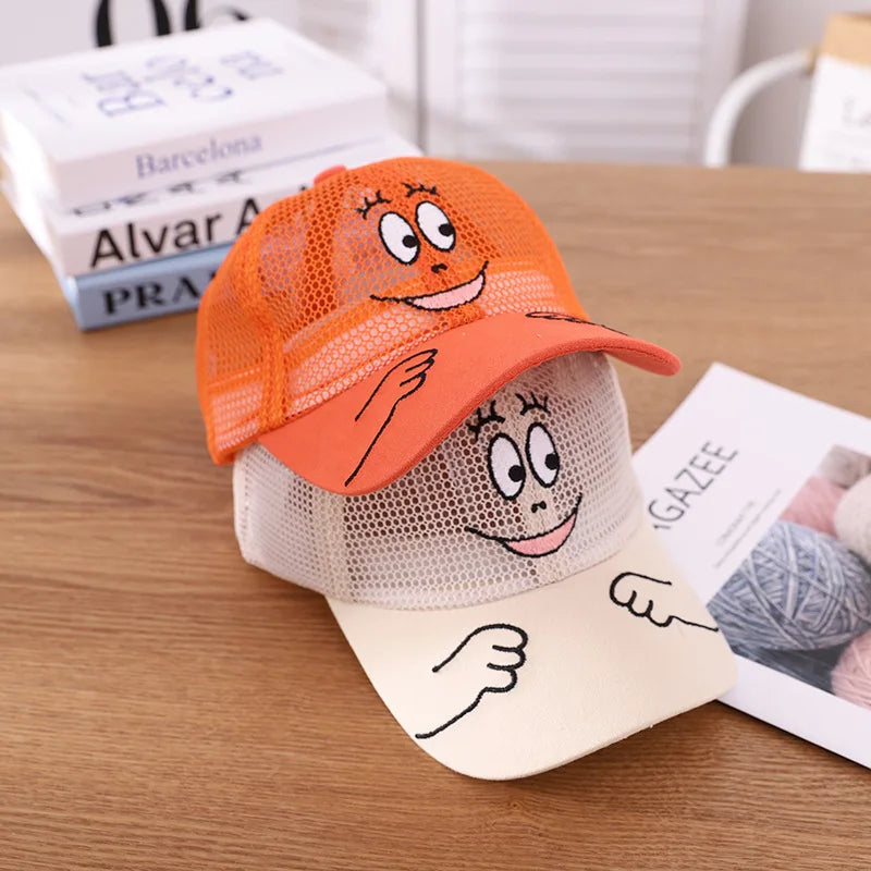 Cool New Boys Girls Kids Children Summer Cute Cap Smiley Face Kawaii Mesh Baseball Cap Popular Hip Hop Sun Hat DropShipping