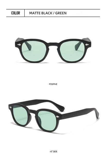 JNPCXI Vintage Round Sunglasses Women Men Retro Rivet Blue Gradient Female Sun Glasses UV400