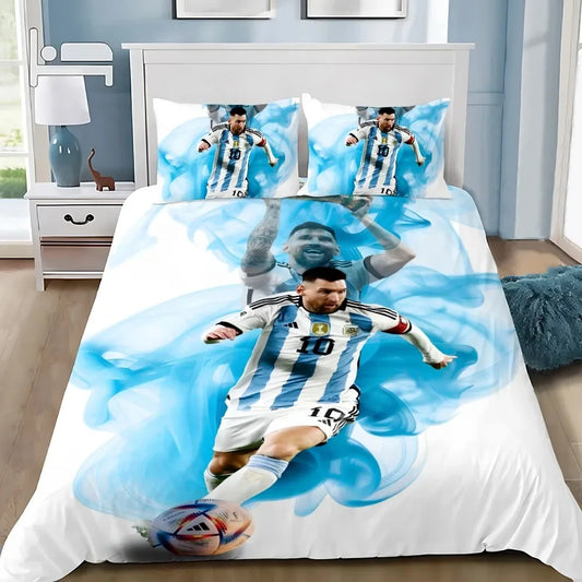 Conjunto de Roupa de Cama Estrela de Futebol M-messis com Capa de Edredão e Fronha para Adulto, Rapaz e Rapariga, Decoração de Quarto Infantil, Tamanho Individual, Duplo e Grande