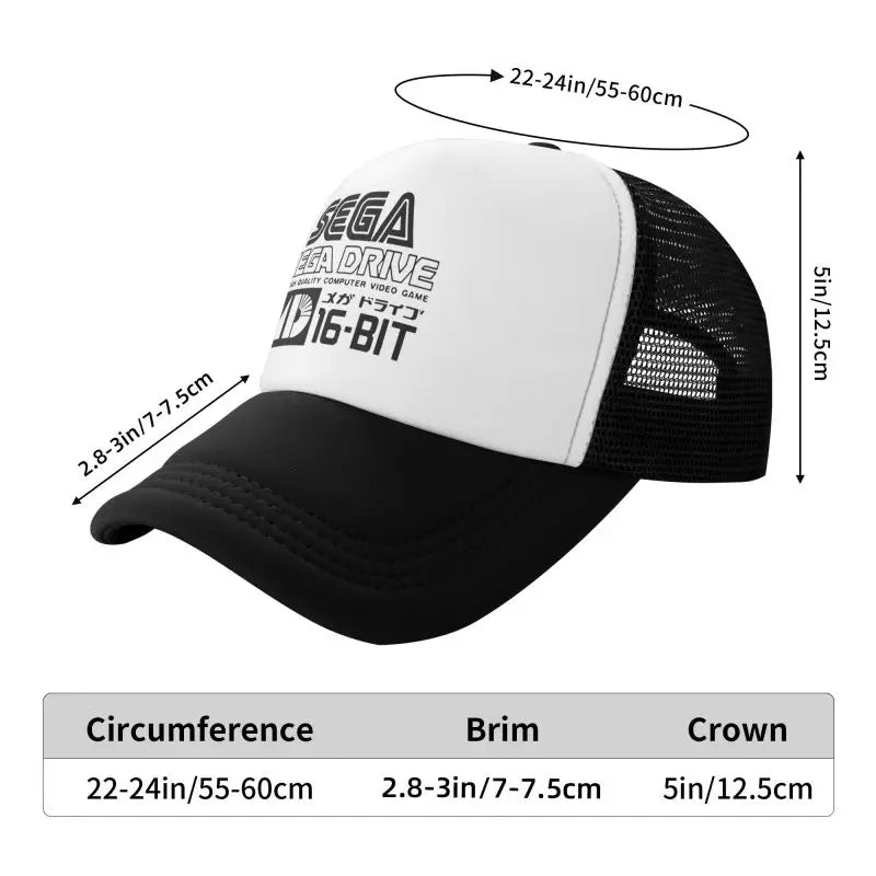 „Sega Mega Drive“ tinklelio beisbolo kepuraitė, unisex hiphopo snapback kepurė, vasarinė kvėpuojanti kepurė su snapeliu nuo saulės, reguliuojama trucker stiliaus kepurė