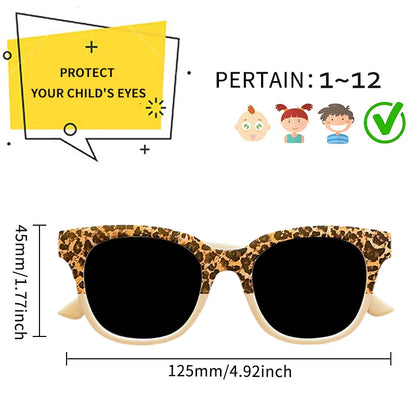 New Children Vintage Leopard Print Square Sunglasses UV400 Outdoor Fashion Girls Boys Protection Sunglass Kids Sun Glasses