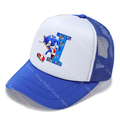 Cartoon Letters A-Z Sonics Boys Girls Baseball Caps Adult Outdoor Sports Breathable Mesh Hat Cute Anime Sunbonnet Birthday Gifts