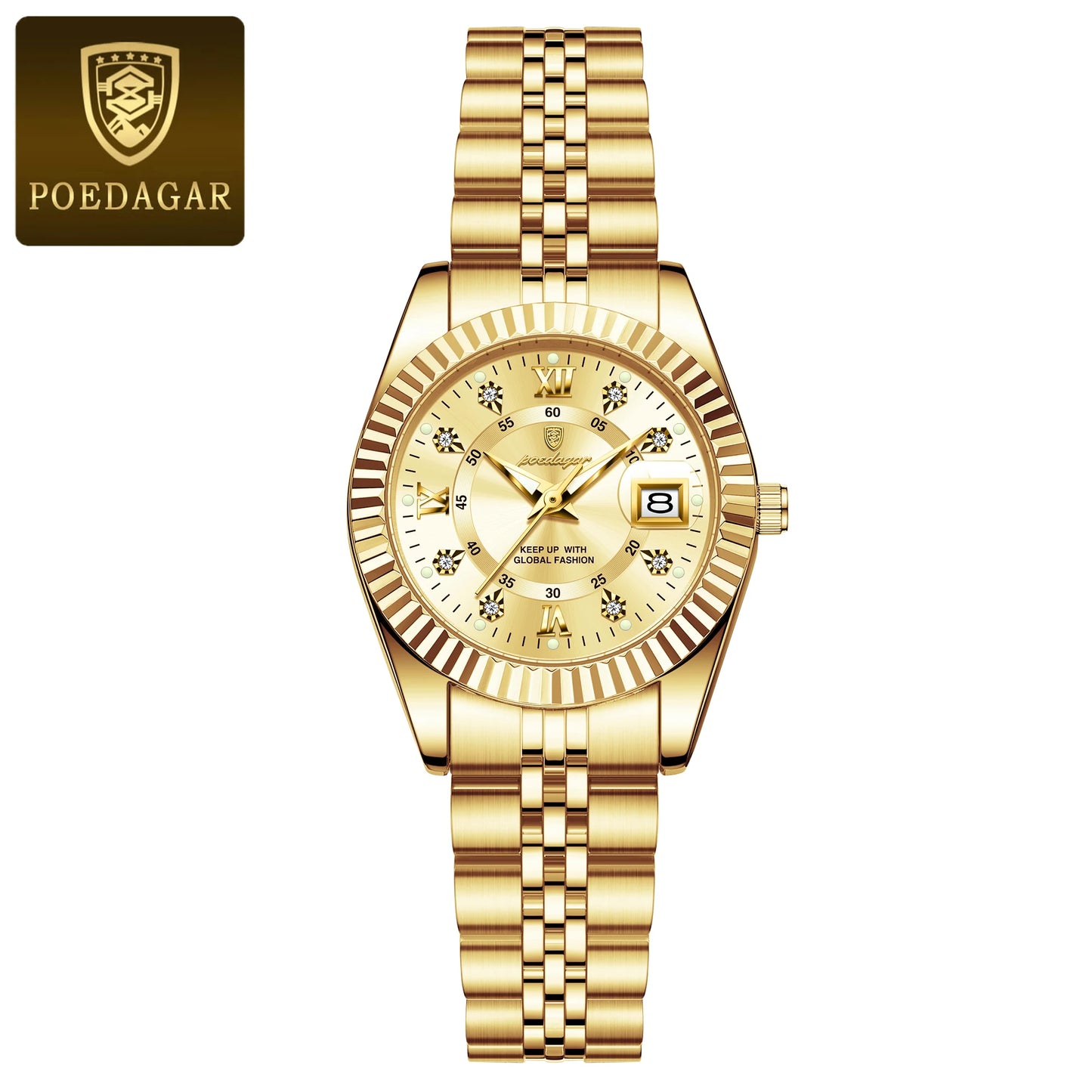 POEDAGAR Top Luxury Ladies Wristwatch Waterproof Luminous Date Casual Women Watch Stainless Steel Quartz Fashion Women's Watches