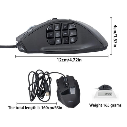 E-YOOSO X-39 programmerbar gamingmus, trådbunden RGB-mus med 18 knappar, 8 avtagbara vikter, 5 DPI, ergonomiskt grepp för dator