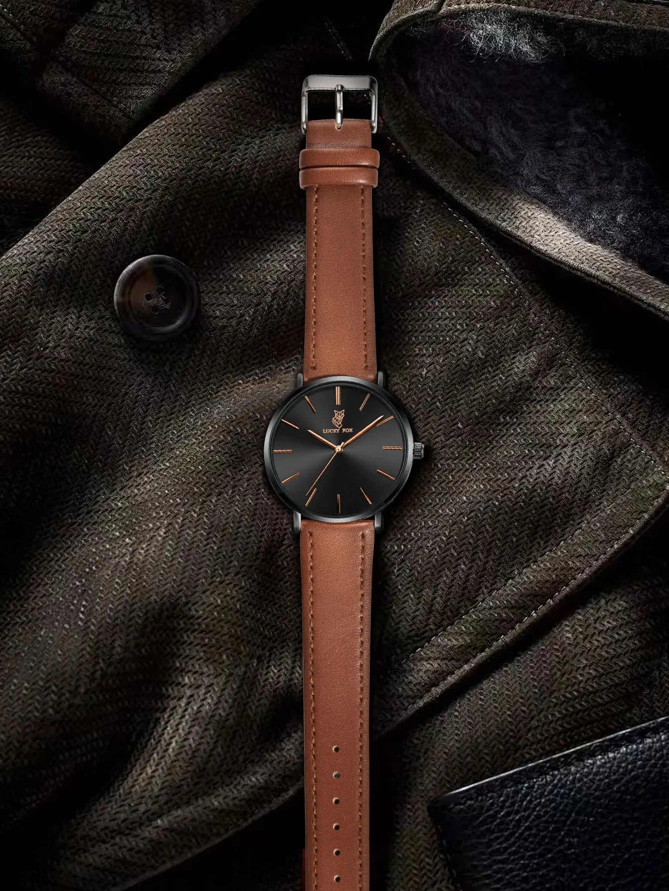 LUCKY FOX Classic Luxury Men Watch Simple Casual Men and Women Round Large Dial Quartz Watch Clock Gifts Men Reloj