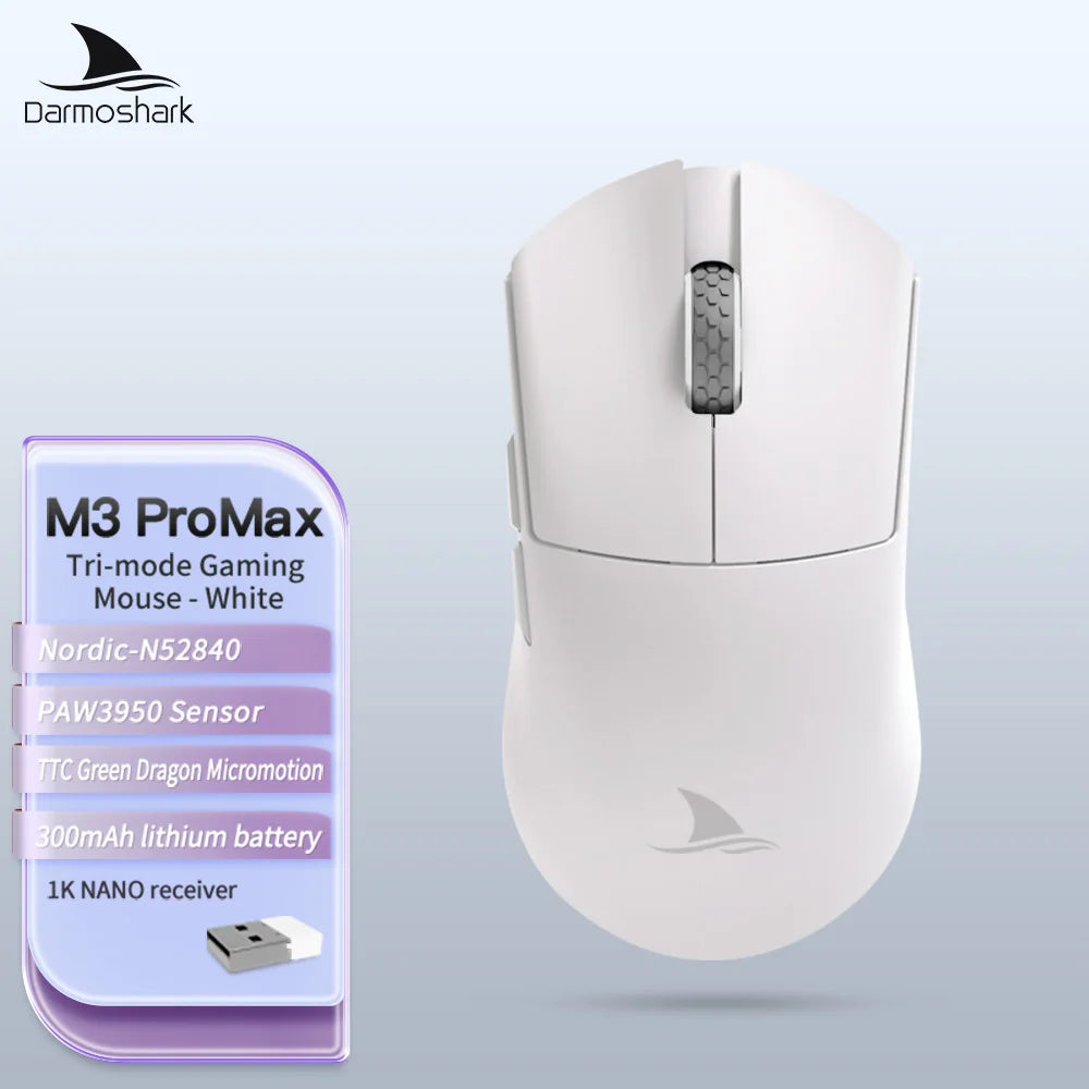 Darmoshark M3Pro -pelihiiri 2.4G BT Wireless Tri-Mode PAW3395 -sensorilla N52840 26000DPI, isokätinen makroajurihiiri pelaamiseen