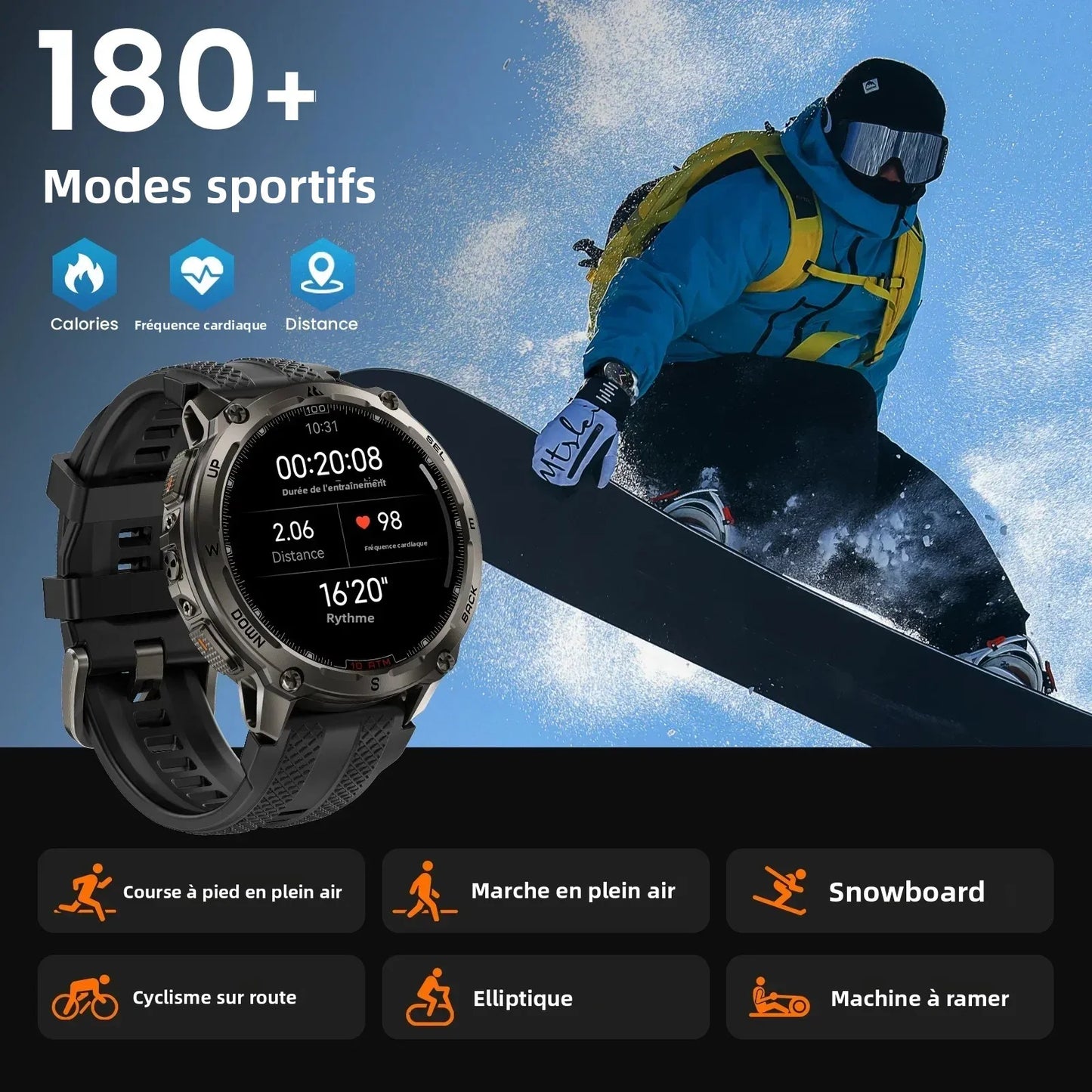 KOSPET Tank T4 Men's Rugged Smart Watch Military Grade Full Stainless Steel GPS 100M Waterproof 45M Freediving Health Monitor