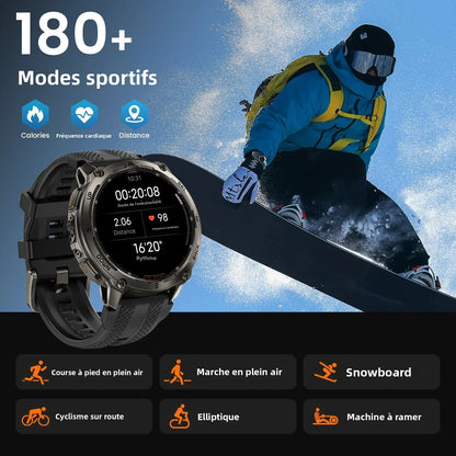 KOSPET Tank T4 Men's Rugged Smart Watch Military Grade Full Stainless Steel GPS 100M Waterproof 45M Freediving Health Monitor