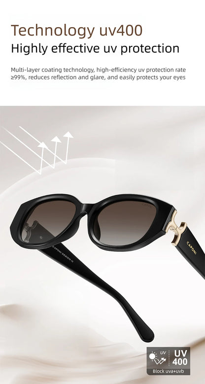 CAPONI New Polarized Women Sunglasses Fshion Luxury Acetate Outdoor Original Design Eyewear UV400 Protection Brown Shade CP36023