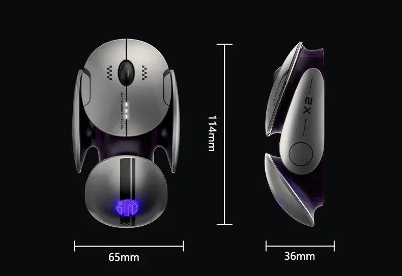 Inphic X2 trostruki način rada metalni Bluetooth bežični miš, tihi, punjivi, s e-sport pozadinskim osvjetljenjem, gaming dodatak za PC i prijenosna računala, poklon