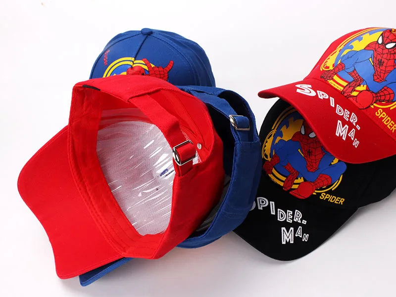 Marvel Anime Figure Spider-Man Cartoon Baseball Cap Cotton Polyester Peaked Cap Boy Girl Headwear Accessories Kids Birthday Gift
