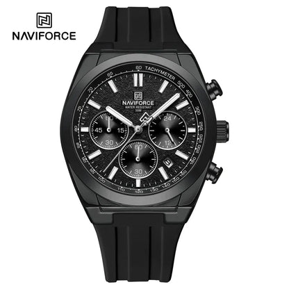 Relógio de pulso para homem NAVIFORCE – Estilo luxuoso e desportivo, movimento de quartzo, indicação de 24 horas, janela de data, cronógrafo, resistente à água – Ideia de presente para homem