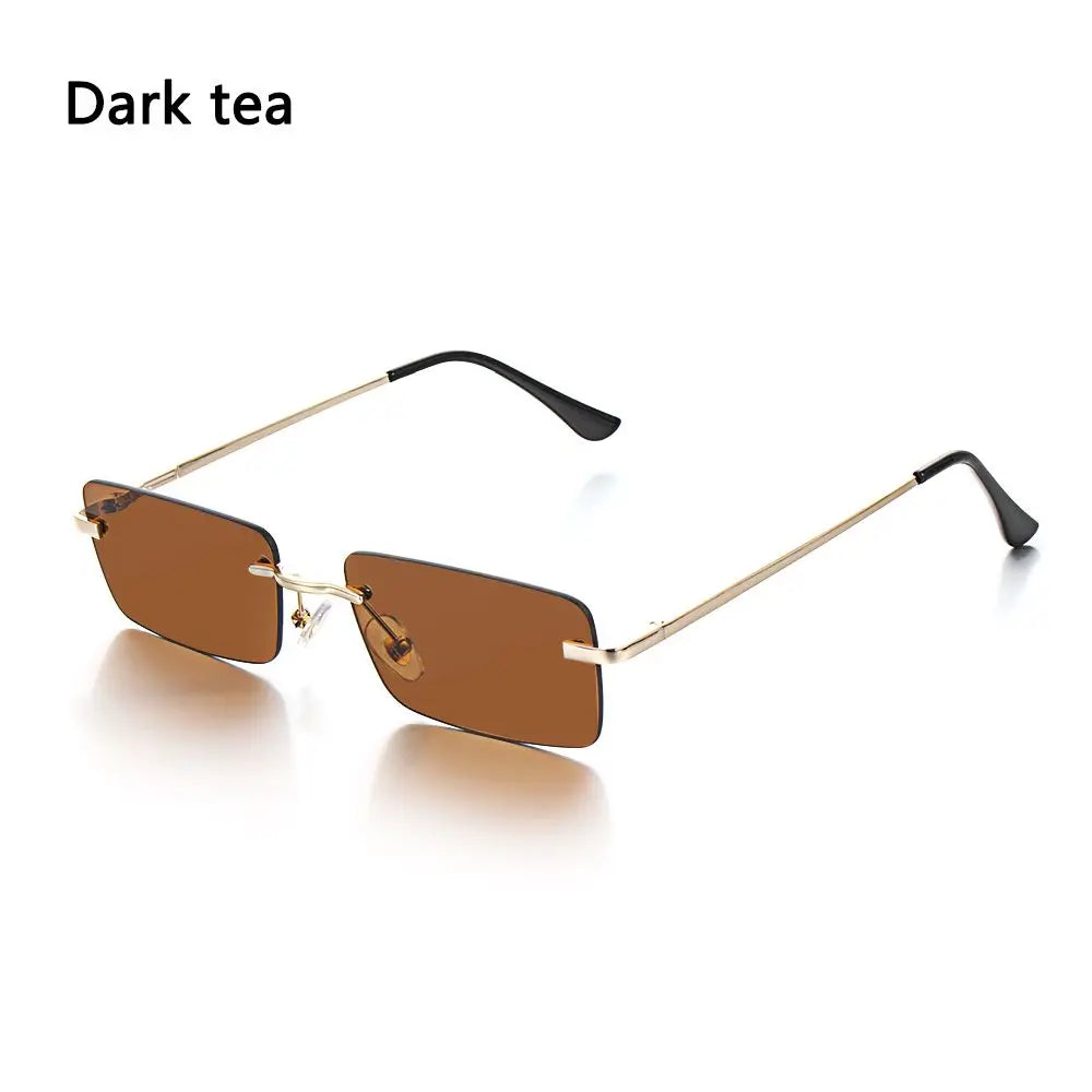 Fashion Rimless Rectangle Sunglasses Women Luxury Design Sun Glasses Ladies Retro Gradient Eyewear Summer UV400 Sun Shades