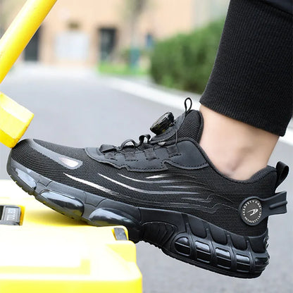 Men Ankle Work Safety Shoes Synthetic Upper Rubber Outsole Anti-Slip Wide Toe Box Anti-impact and Anti-piercing Shoes Men