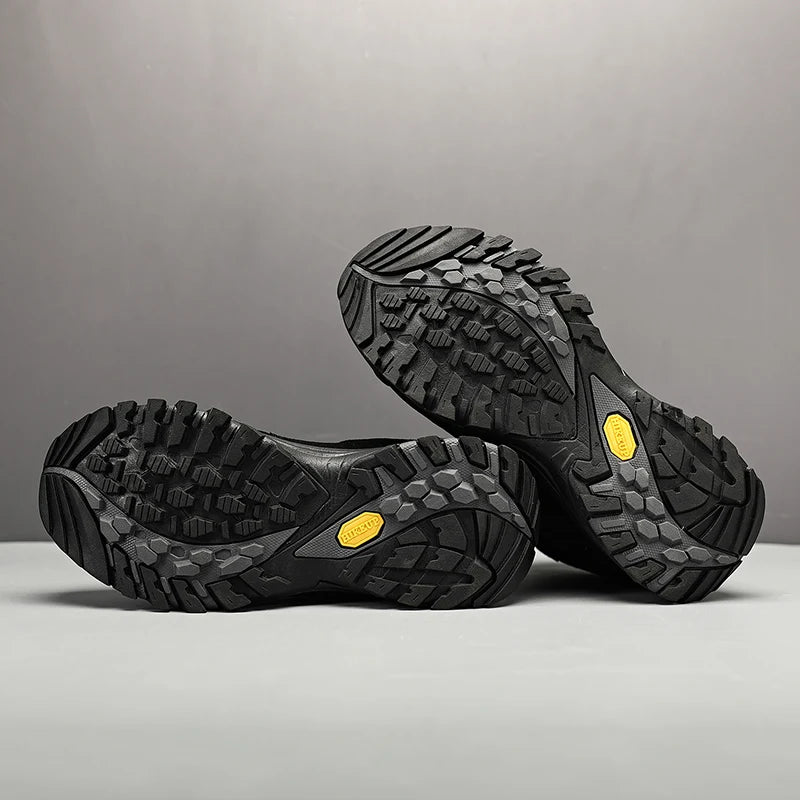 HIKEUP-Bottes de randonnée en daim pour hommes, chaussures de plein air à lacets, bottes de sport chaudes, chaussures de trekking décontractées, non ald, haut, hiver