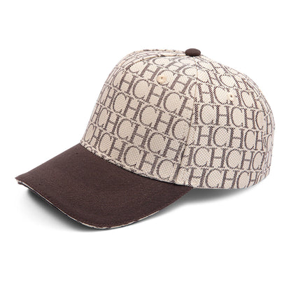 CH Monogramtryckt basebollkeps, strukturerad, justerbar, unisex, ”dad hat”, solskärm, streetwear, svart vävt tyg, casual keps