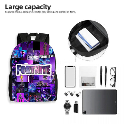 Fortnite Cartoon 3pcs Backpack Set for Boys Girls Unisex Including School Bag Lunch Bag Pencil Case Suitable for ages 5-8