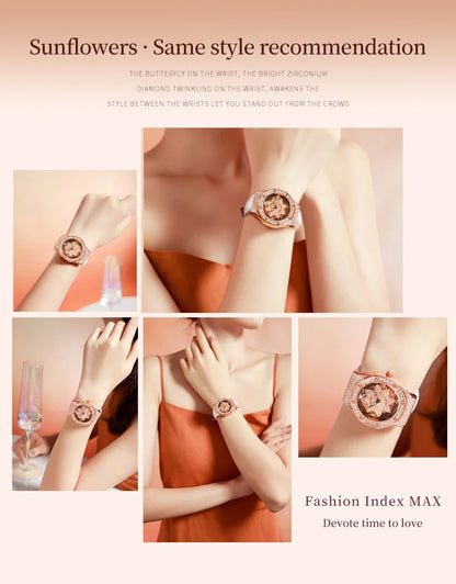 OLEVS 9996 Watch Elegant  Luxury Woman Skeleton Quartz Watch Scale Waterproof Luminous Diamond Dial Ladies Watch Gifts Original