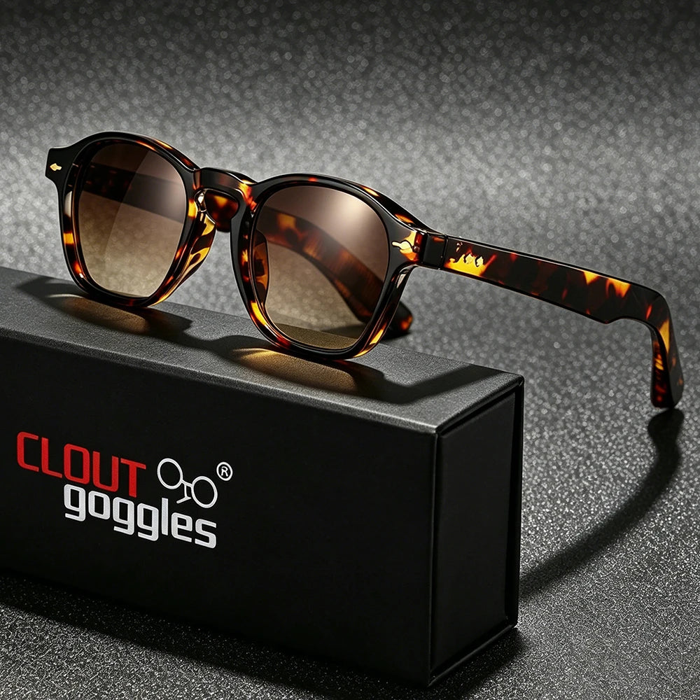 CLOUT GOGGLES Fashion Personality Rivet Sunglasses Women Men Square Frame Outdoor Travel Ultraviolet Protection Sun Glasses