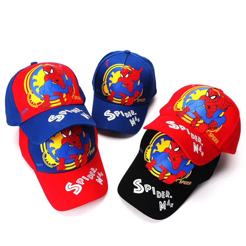 Marvel Anime Figure Spider-Man Cartoon Baseball Cap Cotton Polyester Peaked Cap Boy Girl Headwear Accessories Kids Birthday Gift