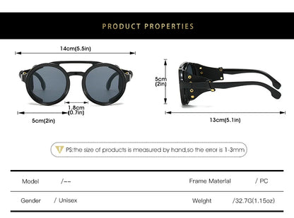 Retro Sunglasses Men Women Leather Round Glasses Vintage Goggles Anti Wind Outdoors Sports Sun Glasses UV400