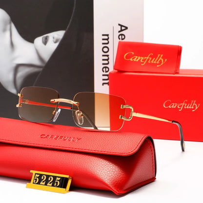 Retro Rimless Sunglasses Women Men Small Square Golden Frame Brand Design Classical Glasses Tea Shades Rectangle UV400 Eyewear