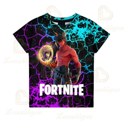 Detské letné tričko Fortnite Victory Royale Ninja Fashion 3D s krátkym rukávom, detské oblečenie s kreslenou potlačou