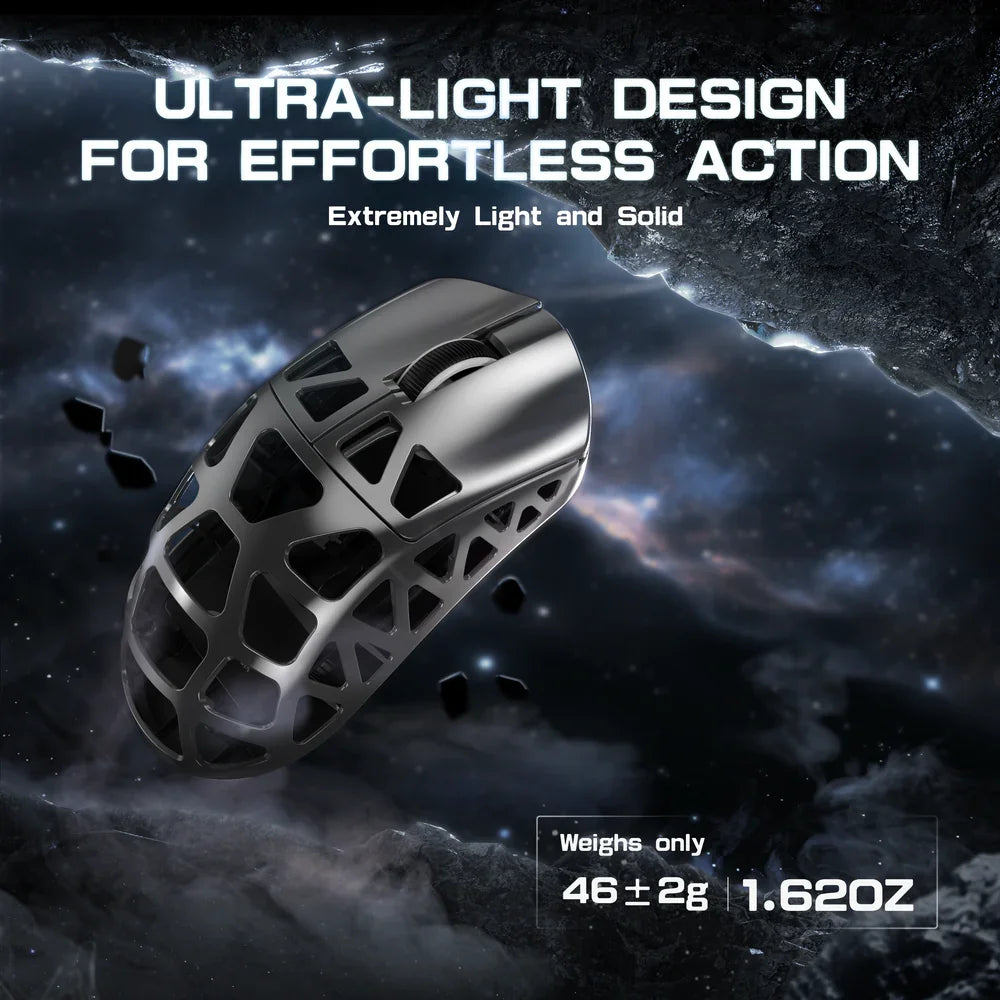 Mysz gamingowa ATTACK SHARK R3 ze stopu magnezu 8K SUPERLIGHT, 8000Hz, 6 regulowanych poziomów DPI do 26000, PAW3395, BT/2.4G, bezprzewodowa/przewodowa