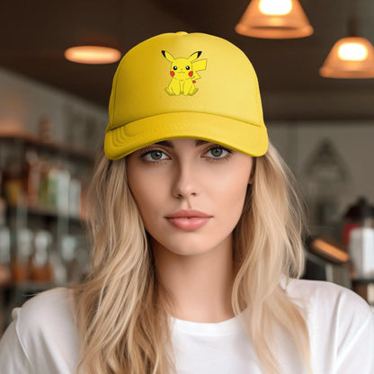 Pikachu Pokemoned  Anime Trucker Hats Unisex  Hats Trucker Hat Racing Cap Adjustable Polyester Mesh Baseball Caps Summer