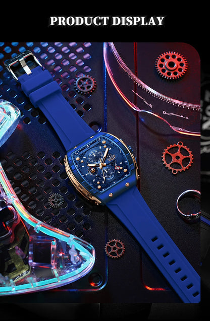 LIGE Man Watch Fashion Luxury Waterproof Silicone Strap Quartz Men's Watches Luminous Sports Auto Date Chronograph Simple Clocks