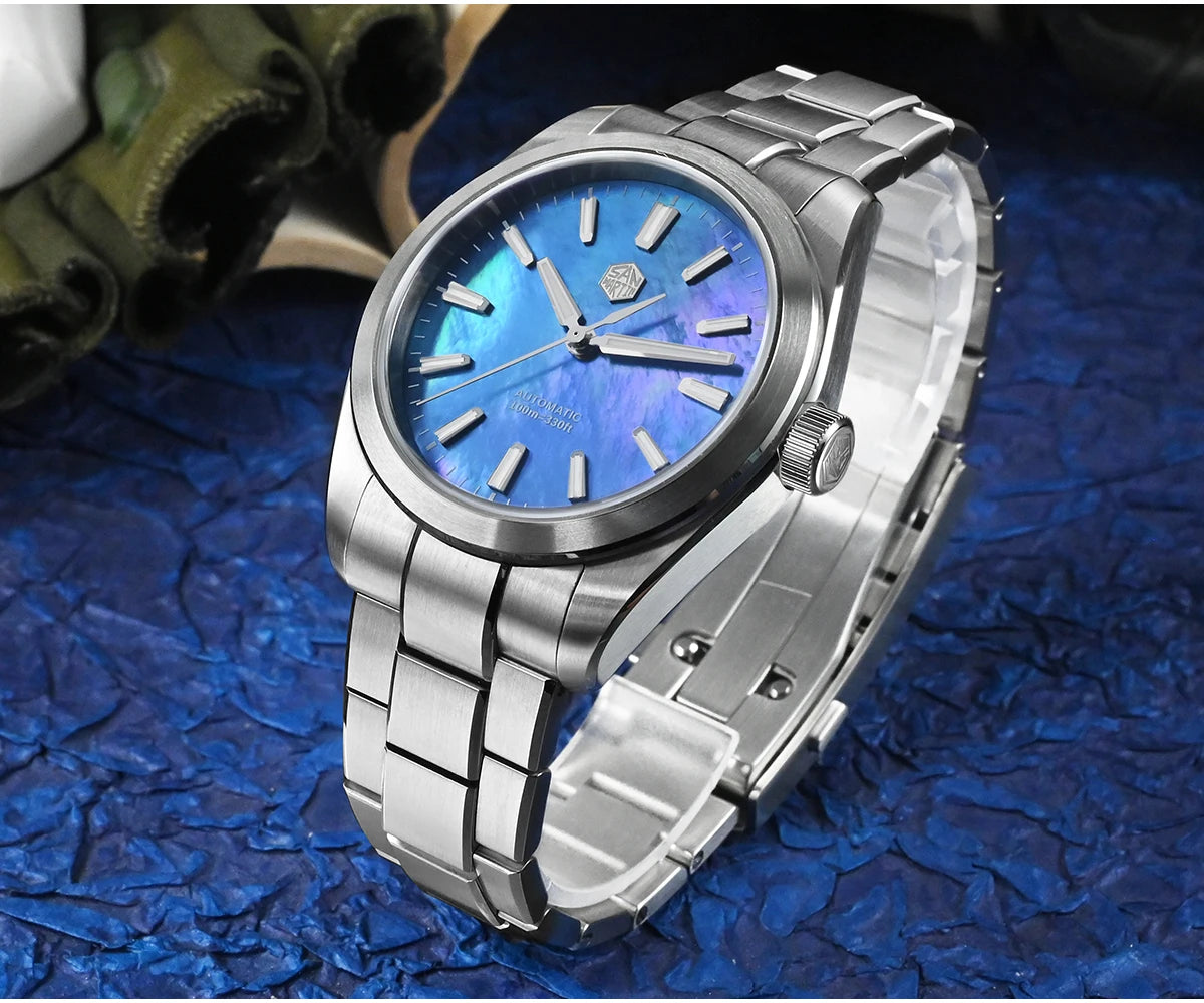 San Martin 39mm MOP Dial Sport Gada Watch Luxury Dress Men Miyota 90S5 Automatic Mechanical Wristwatch Waterproof 100m SN0144