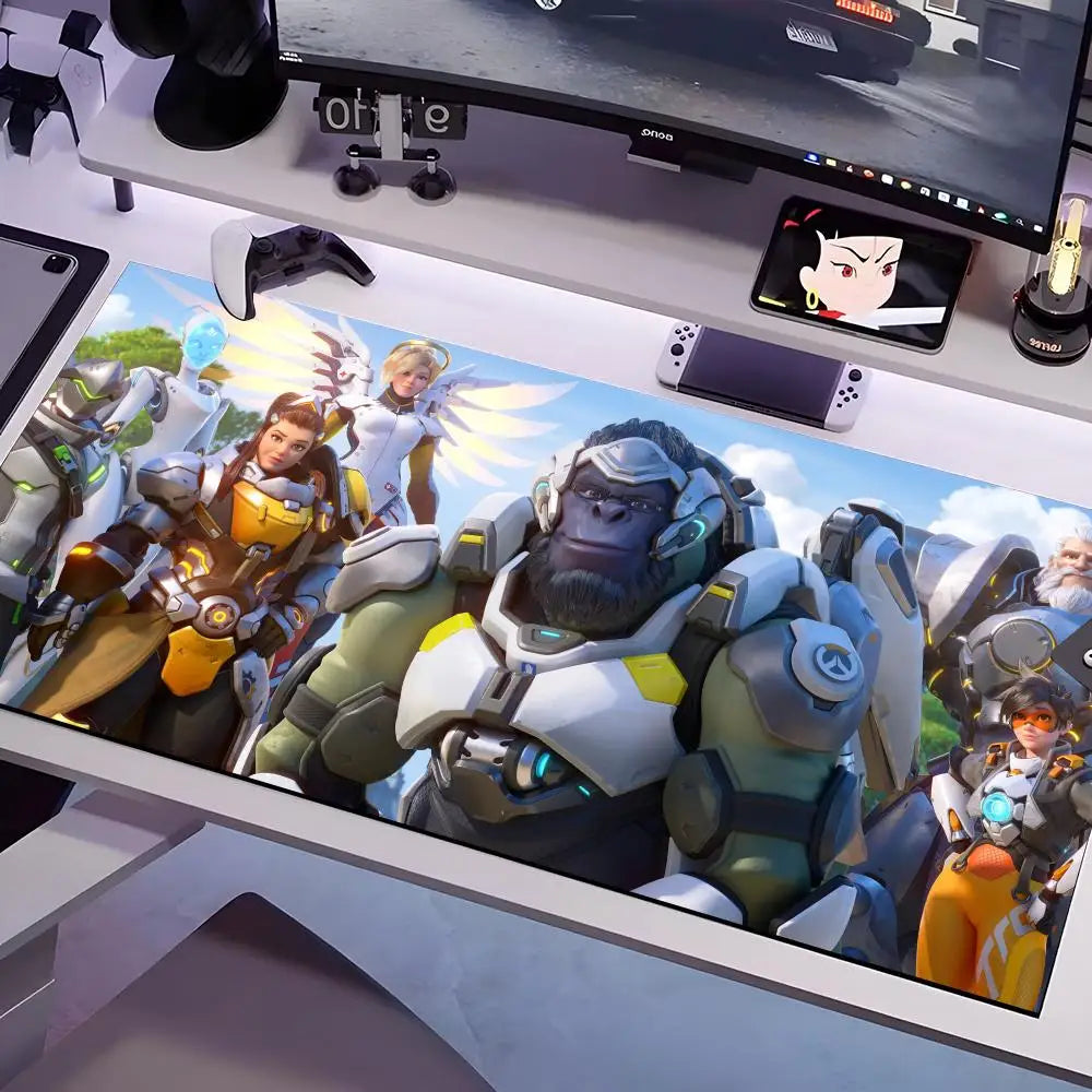 Podložka pod myš Overwatch ve více velikostech, velká čtvercová podložka na počítačový stůl, kancelářská a herní podložka s protiskluzovou gumovou spodní stranou